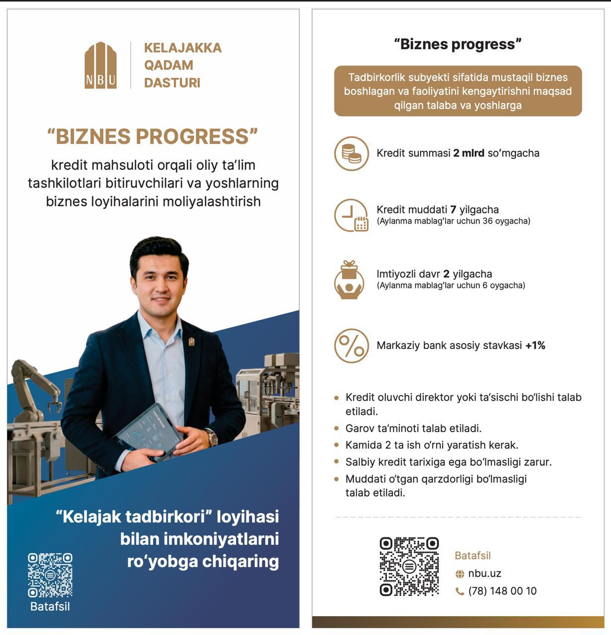 &ldquo;Biznes progress&rdquo; kredit mahsuloti